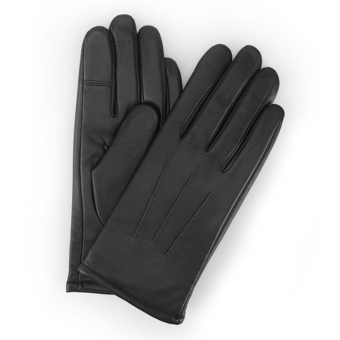 Isotoner® Ladies Three Point Leather Glove With SmarTouch™ Black Extra Image 1